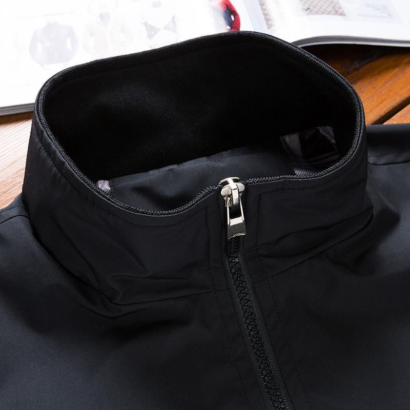 Men's Jackets Stand Collar Baseball Jackets Black