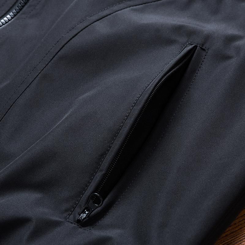 Men's Jackets Stand Collar Baseball Jackets Black