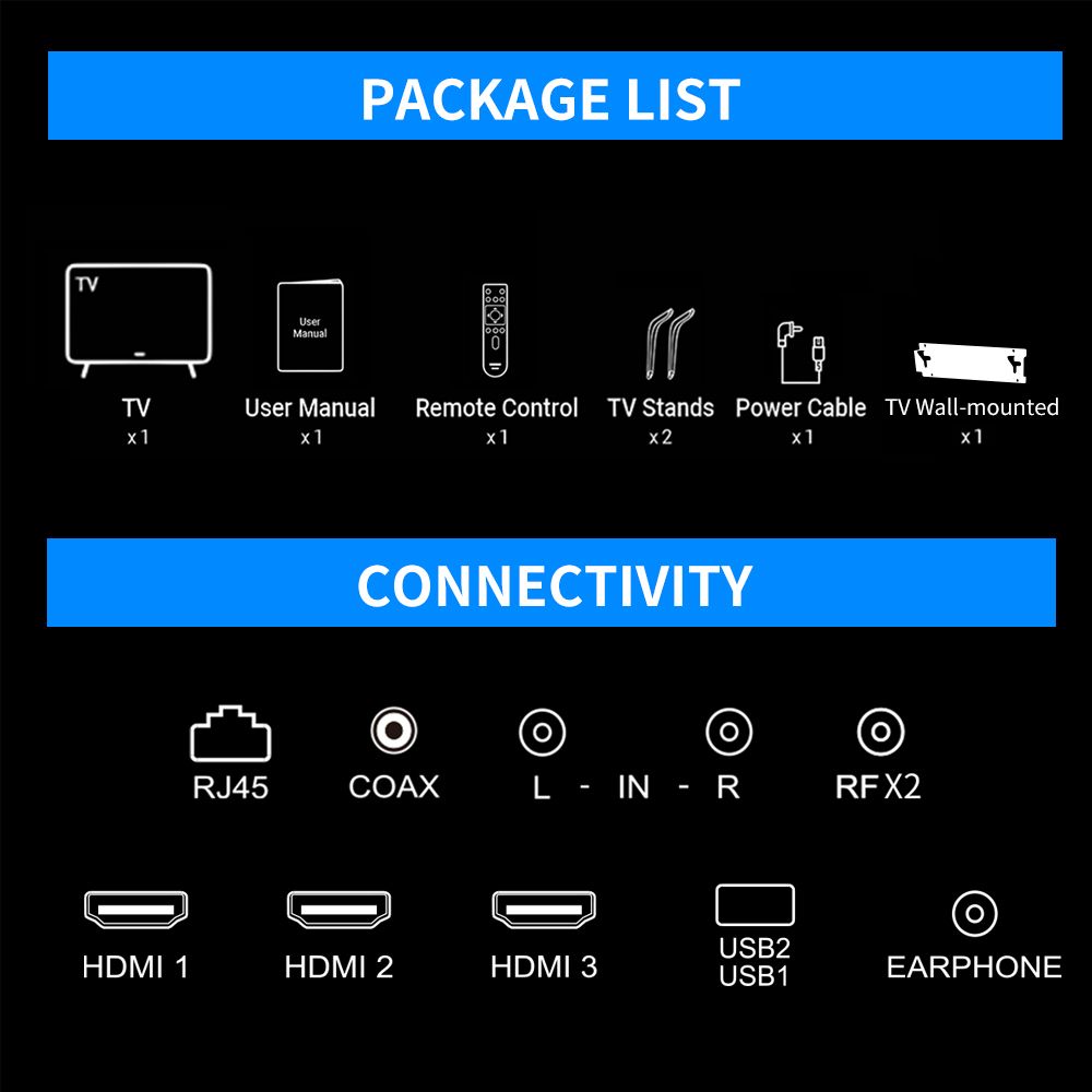 55'' Inch Frameless Android Smart 4K LED TV-Black+WALLMOUNT