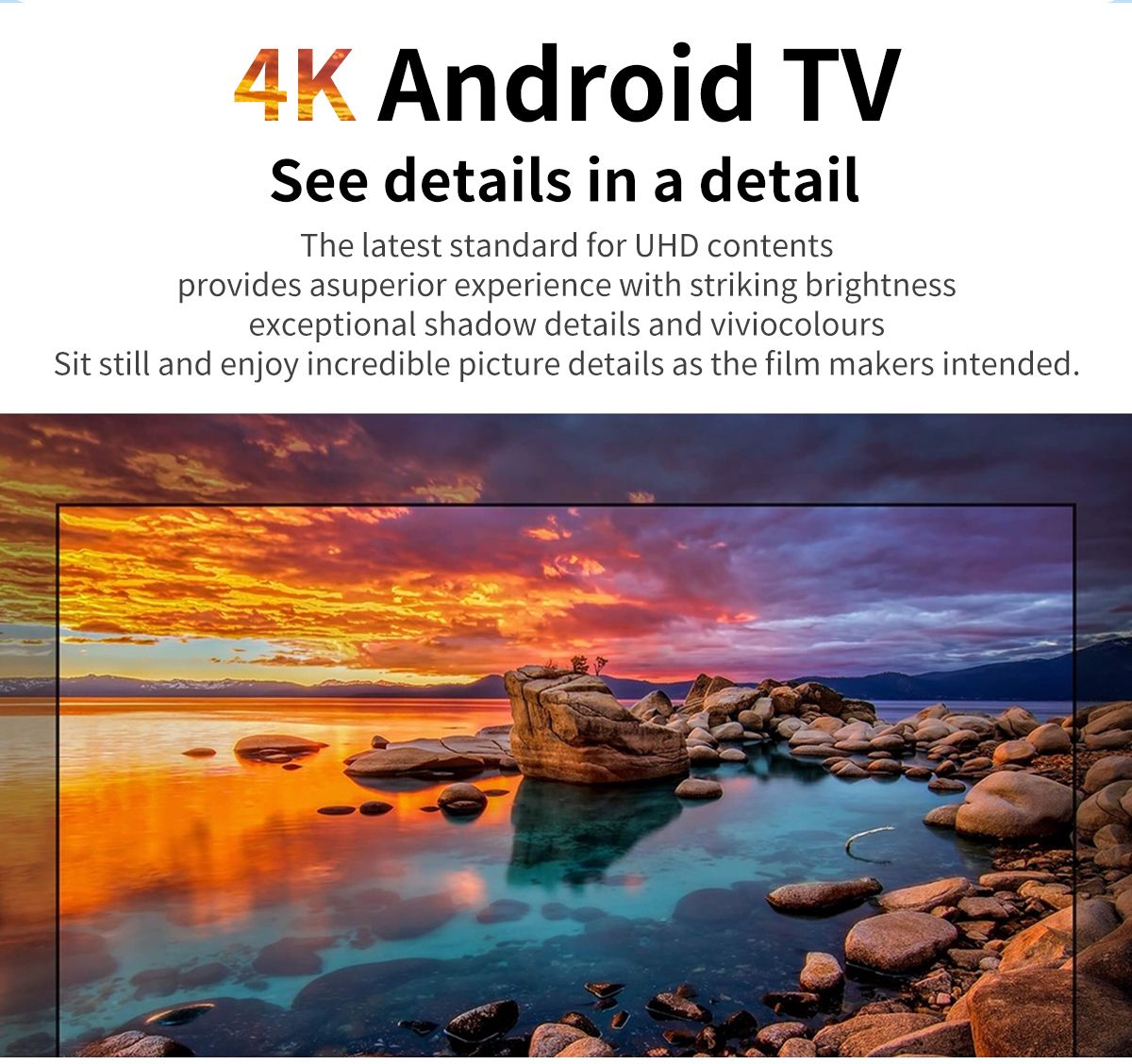 55'' Inch Frameless Android Smart 4K LED TV-Black+WALLMOUNT
