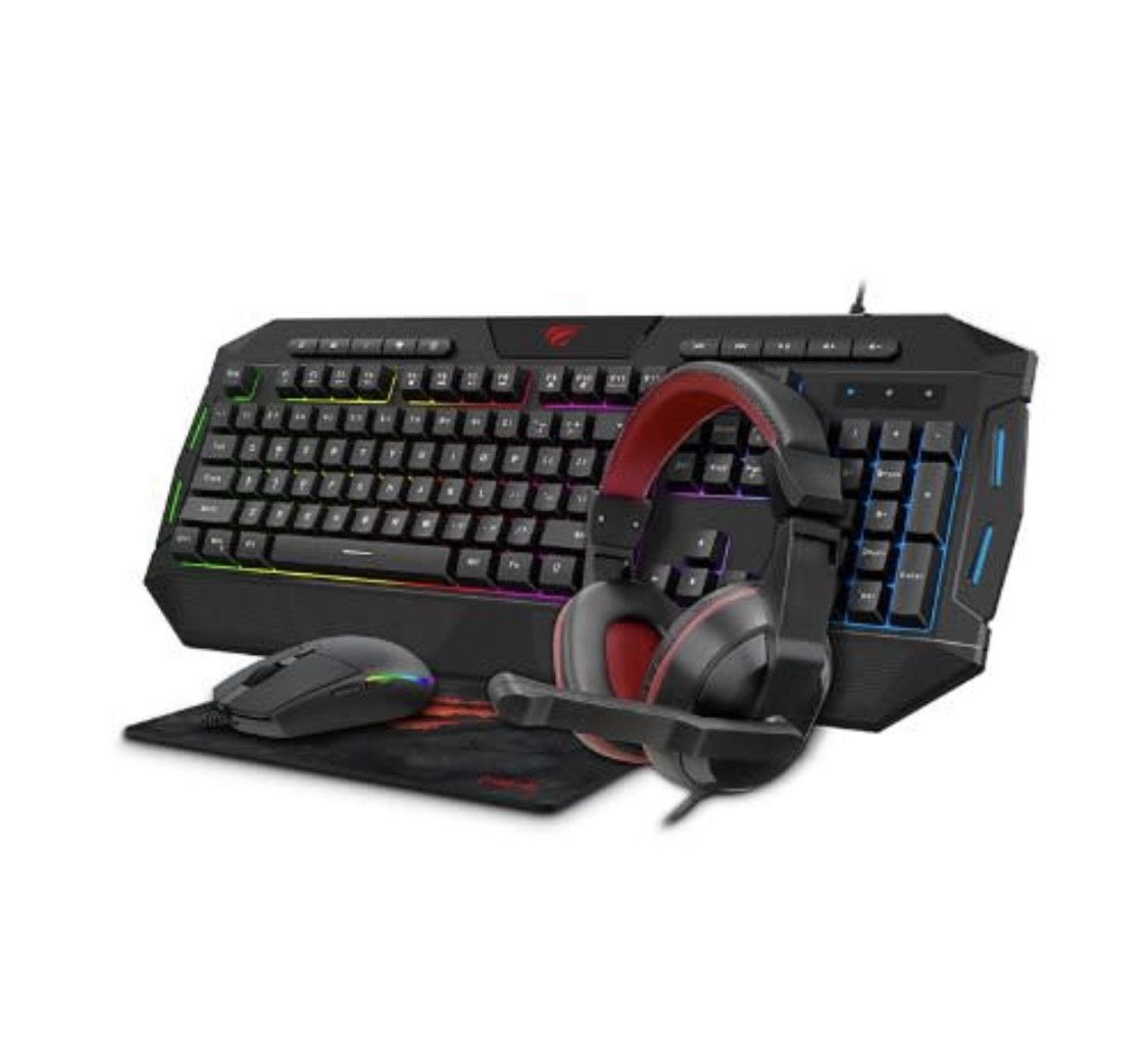 Gaming Keyboard Mouse Headset Mouse Pad Combo Set - 4-in-1