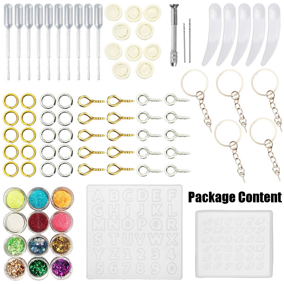87Pcs/Set DIY 3D Silicone Alloy DIY Jewelry Mold Pendant Mould Making Craft Kit Pendant Necklace Earring Resin DIY Mould