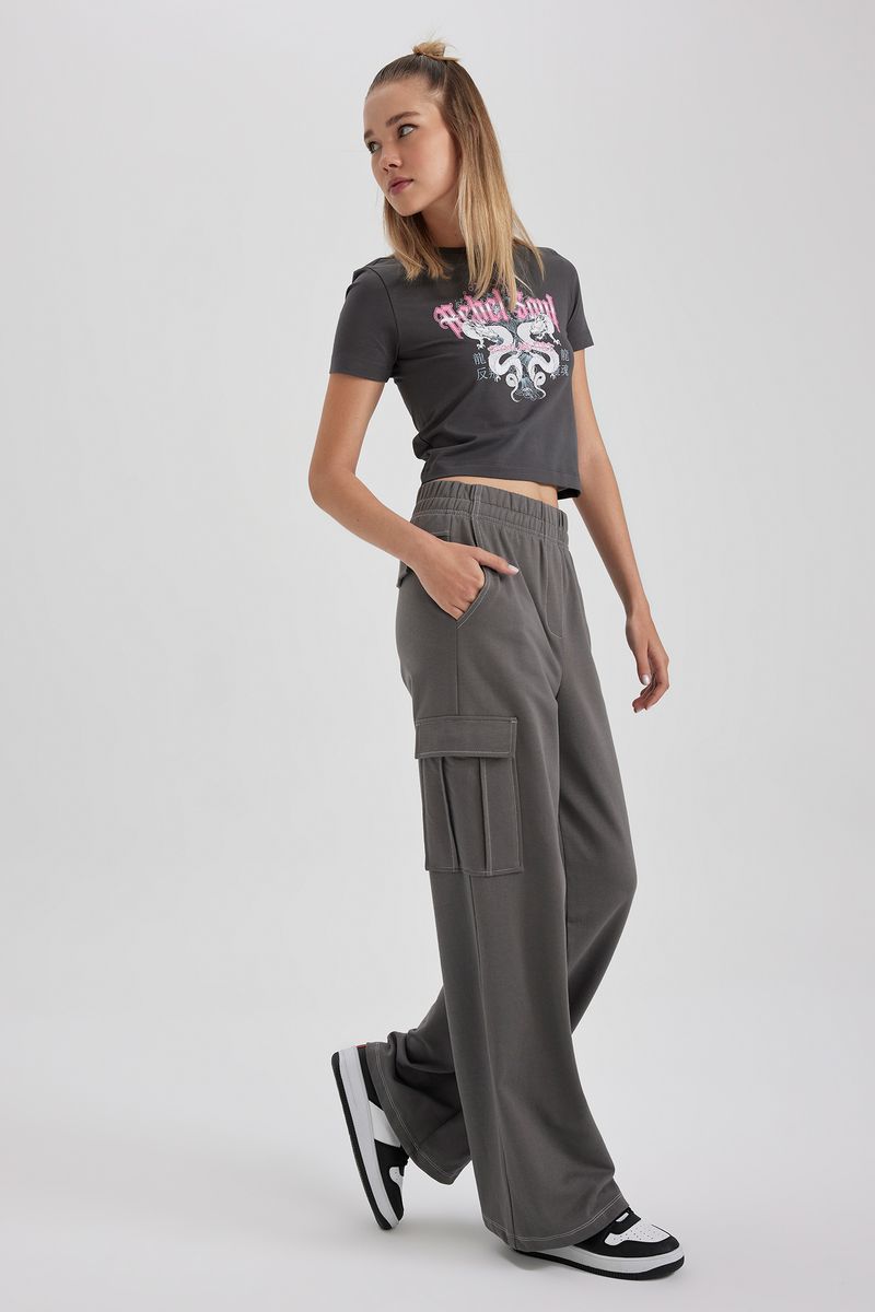 Woman Coool Straight Fit Knitted Trousers - Grey