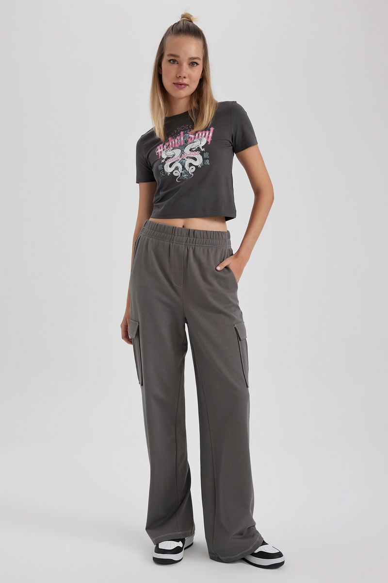 Woman Coool Straight Fit Knitted Trousers - Grey