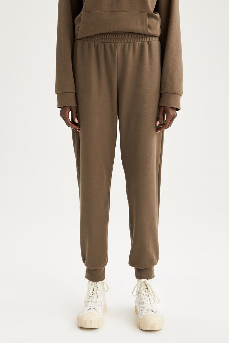Woman Casual Jogger - Standart Fit Knitted Trousers - Khaki