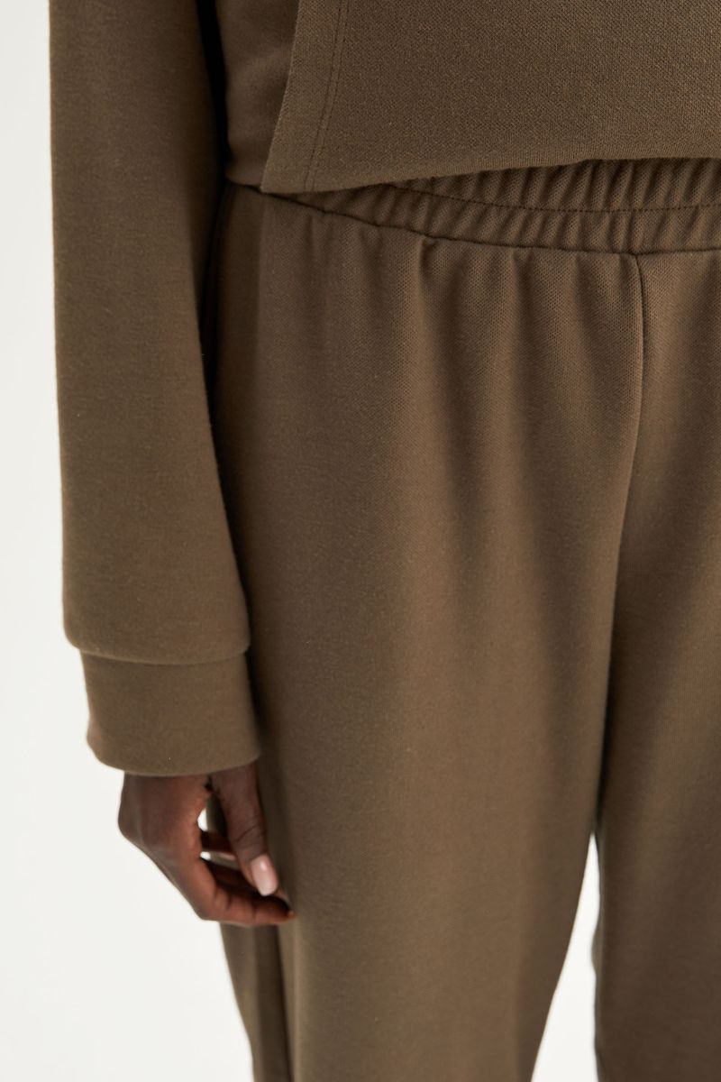 Woman Casual Jogger - Standart Fit Knitted Trousers - Khaki