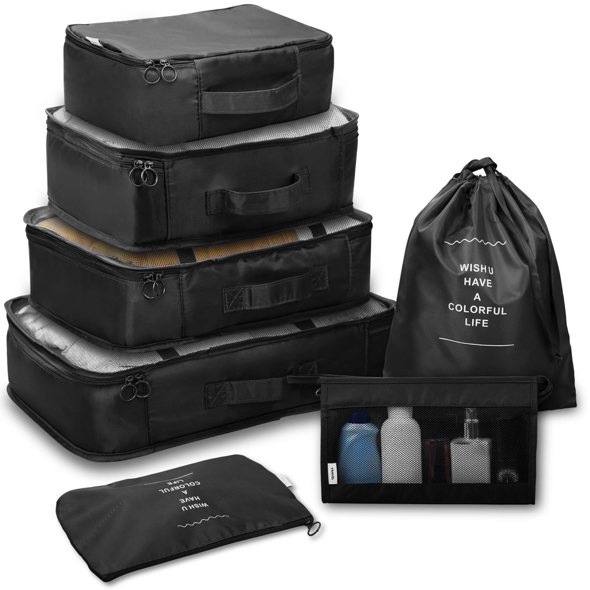 7PCS Packing Cubes Travel Packing Bags Luggage Organizers