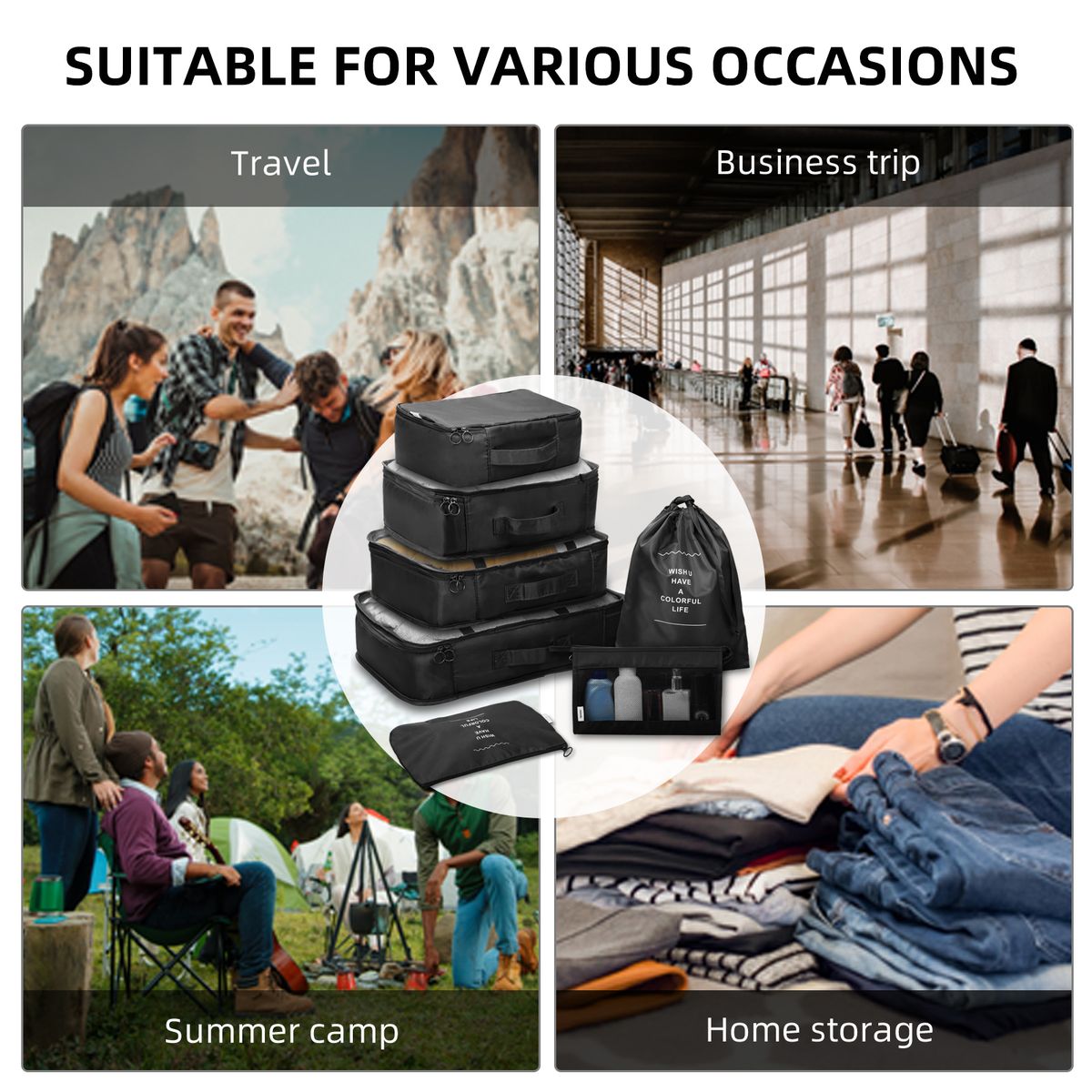 7PCS Packing Cubes Travel Packing Bags Luggage Organizers