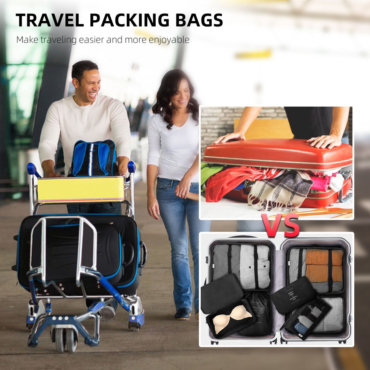 7PCS Packing Cubes Travel Packing Bags Luggage Organizers