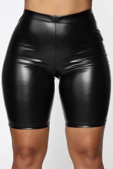 Pu Leather Biker Short Fashion Short For Ladies - Leather Biker Short