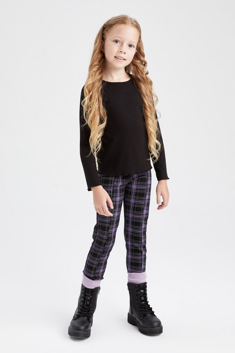 Girl Knitted Legging Fit Leggings -Anthracite