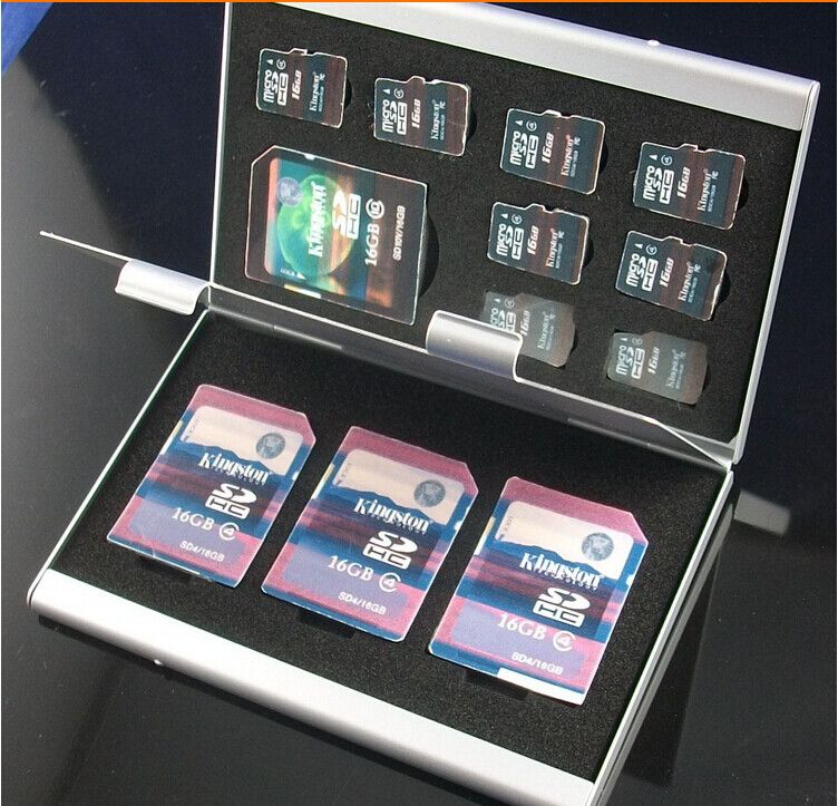 2PCS 12in1 Aluminum Hard Carry Case Memory Card Protect Holder Bag SD Micro TF Cover NEW