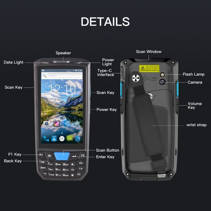 Android 8.1 PDA Handheld POS Terminal 1D Barcode Scanner