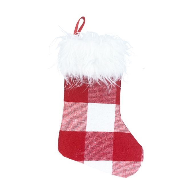 Christmas Tree Ornaments Small Gingham-Red + White Plaid