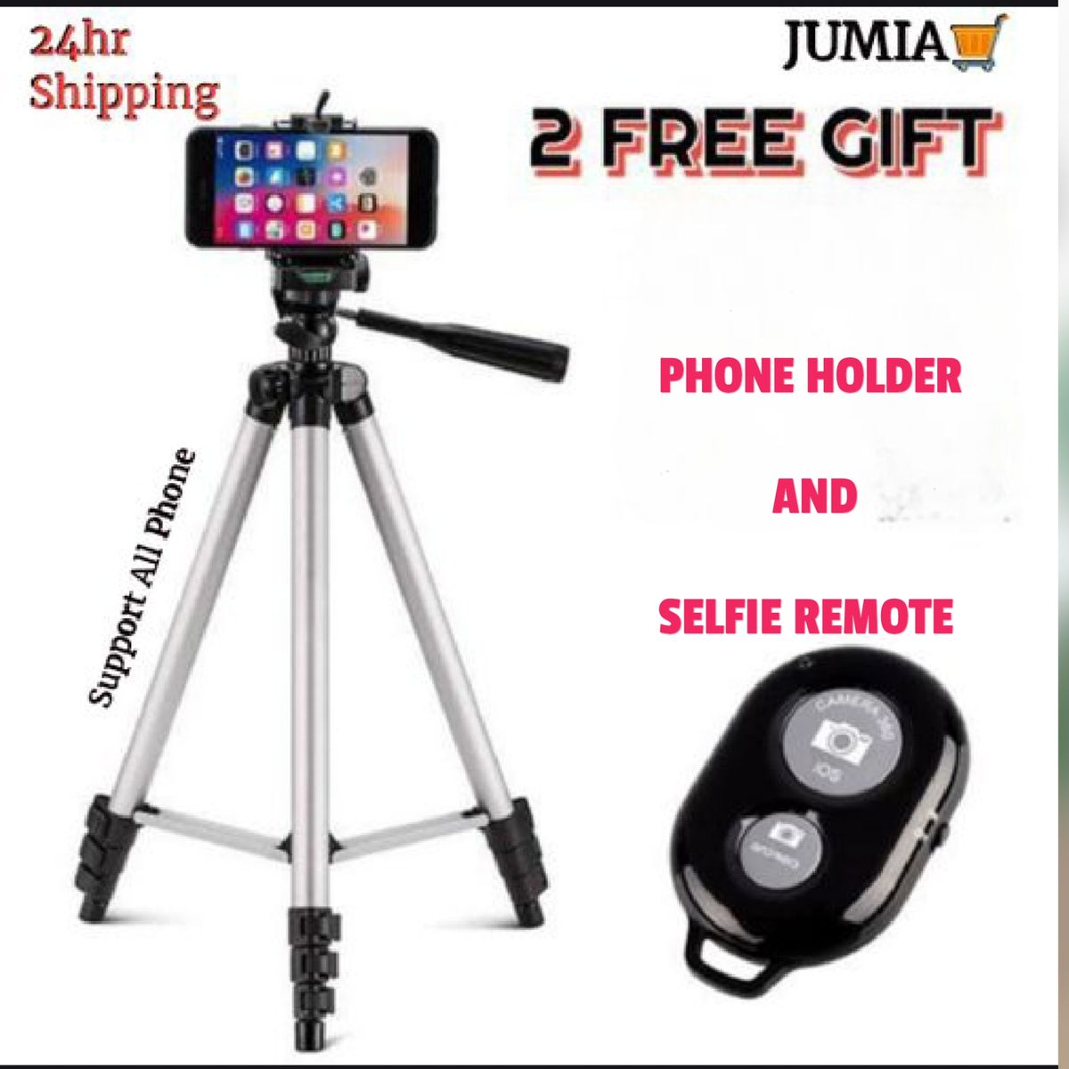 Lightweight Portable Tripod Stand With Remote Control And Phone Camera Lens