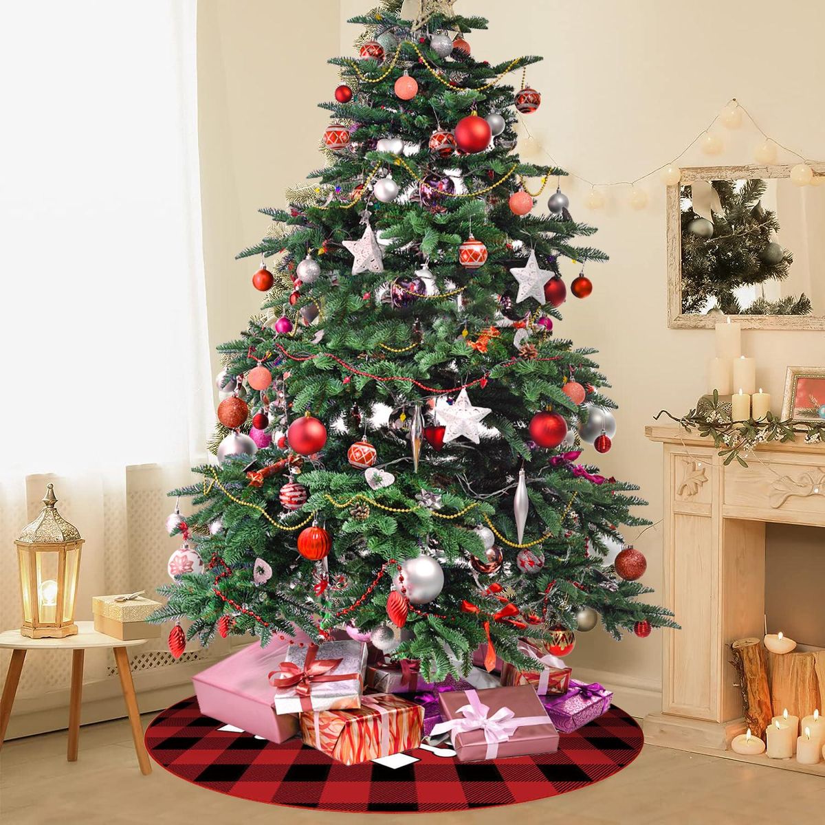 Christmas Tree Skirt 60 inch - White Snow Tree Skirt - Xmas Tree Ornaments