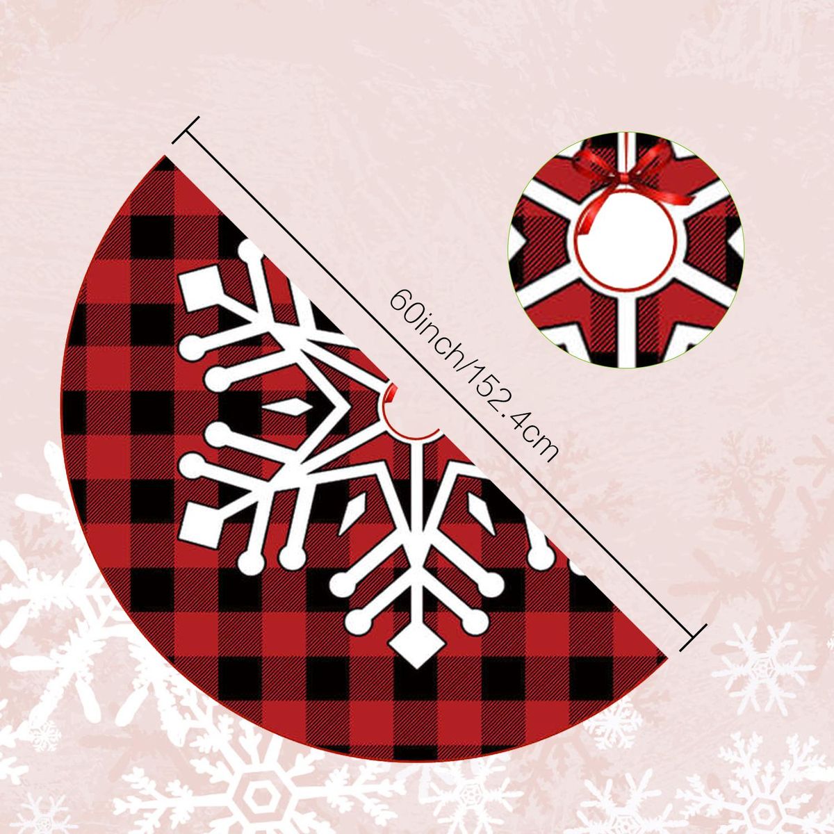 Christmas Tree Skirt 60 inch - White Snow Tree Skirt - Xmas Tree Ornaments