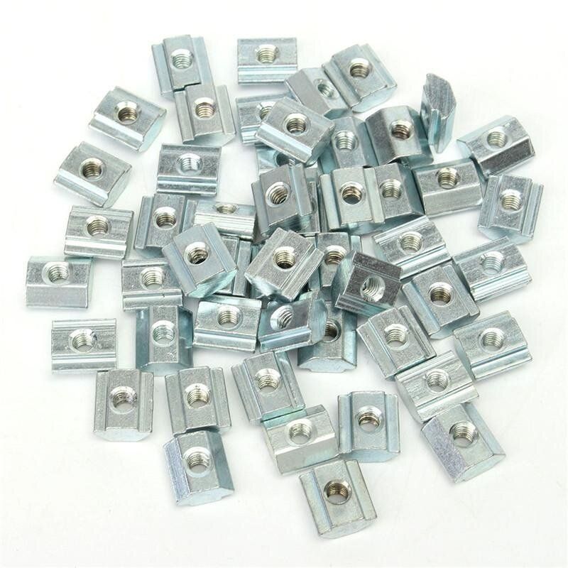 50pcs/lot T Sliding Nut Block M4 For 2020 Aluminum Profile Slot 6 Zinc Coated Plate Aluminum Accessories