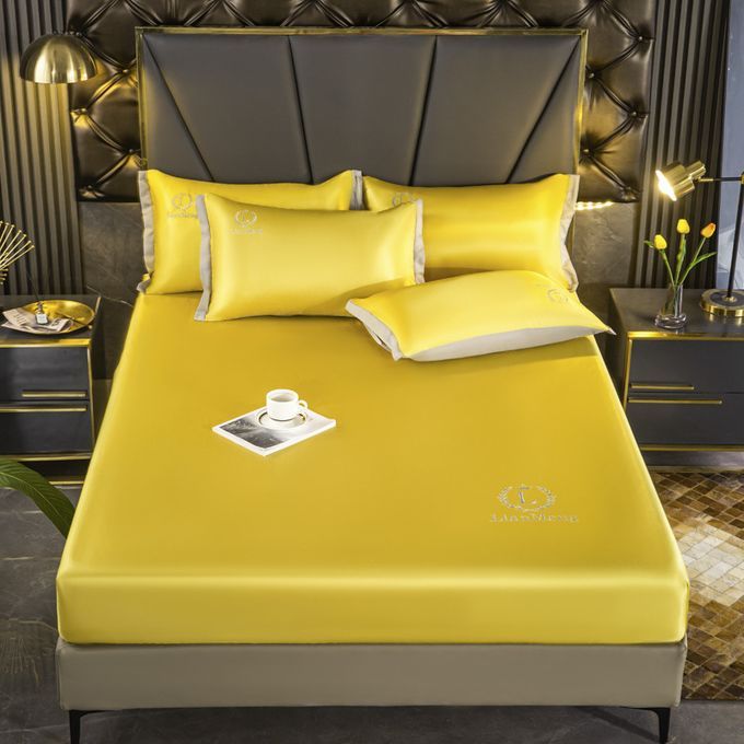 The New Solid Color Embroidered Ice Silk Mat Bed Cover