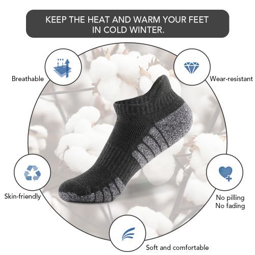 6 Pairs Sports Ankle Socks  Athletic Low-cut Socks Thick-L