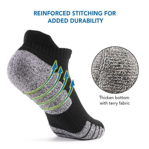 6 Pairs Sports Ankle Socks  Athletic Low-cut Socks Thick-L