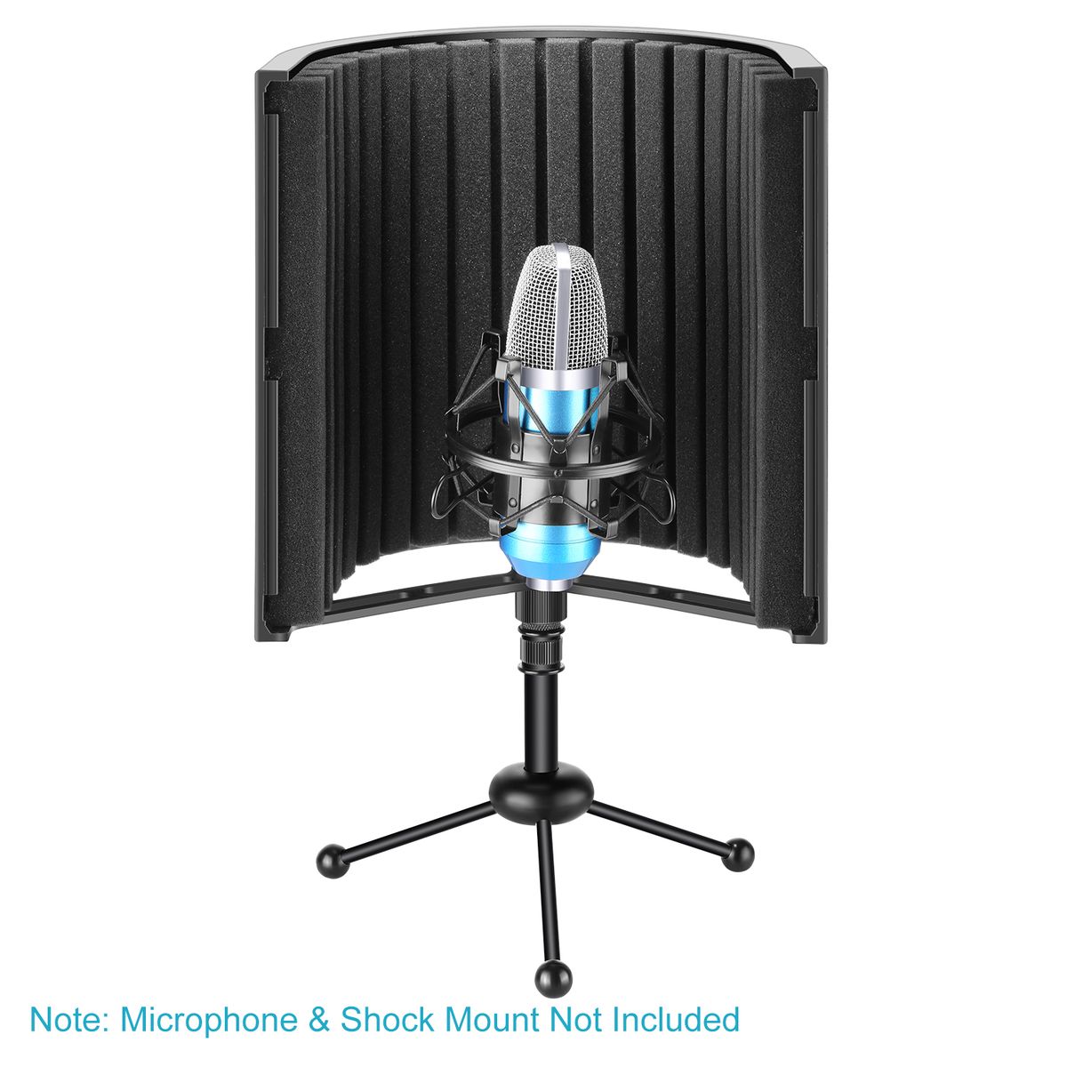 Tabletop Compact Microphone Isolation Shield With Tripod Stand, Mic Sound Absorbing Foam For Studio Sound Recording, Podcasts, Vocals, Singing, Broadcasting (Mic And Shock Mount Not Included)