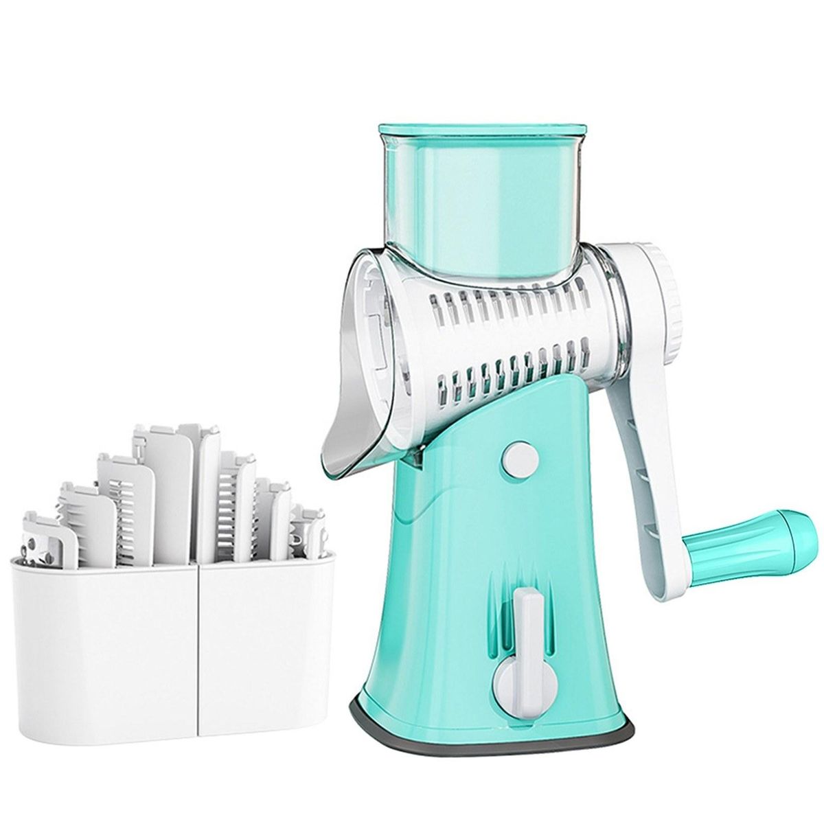 Multifunctional Rotary Drum Vegetable Cutter Shredder Slicer Grater Kitchen Tool DIY Set Manual Manuomotive Mini Size Portable Washable for Daily Housework Meal Cooking