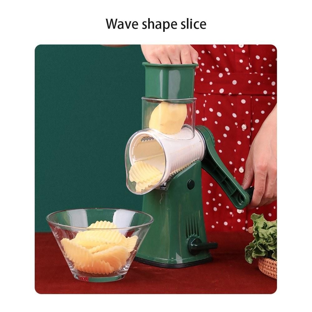 Multifunctional Rotary Drum Vegetable Cutter Shredder Slicer Grater Kitchen Tool DIY Set Manual Manuomotive Mini Size Portable Washable for Daily Housework Meal Cooking