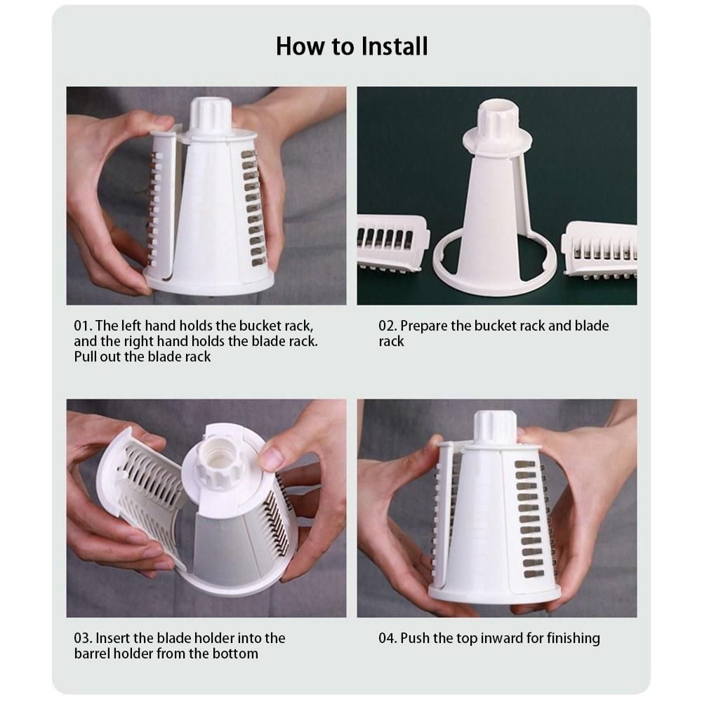 Multifunctional Rotary Drum Vegetable Cutter Shredder Slicer Grater Kitchen Tool DIY Set Manual Manuomotive Mini Size Portable Washable for Daily Housework Meal Cooking