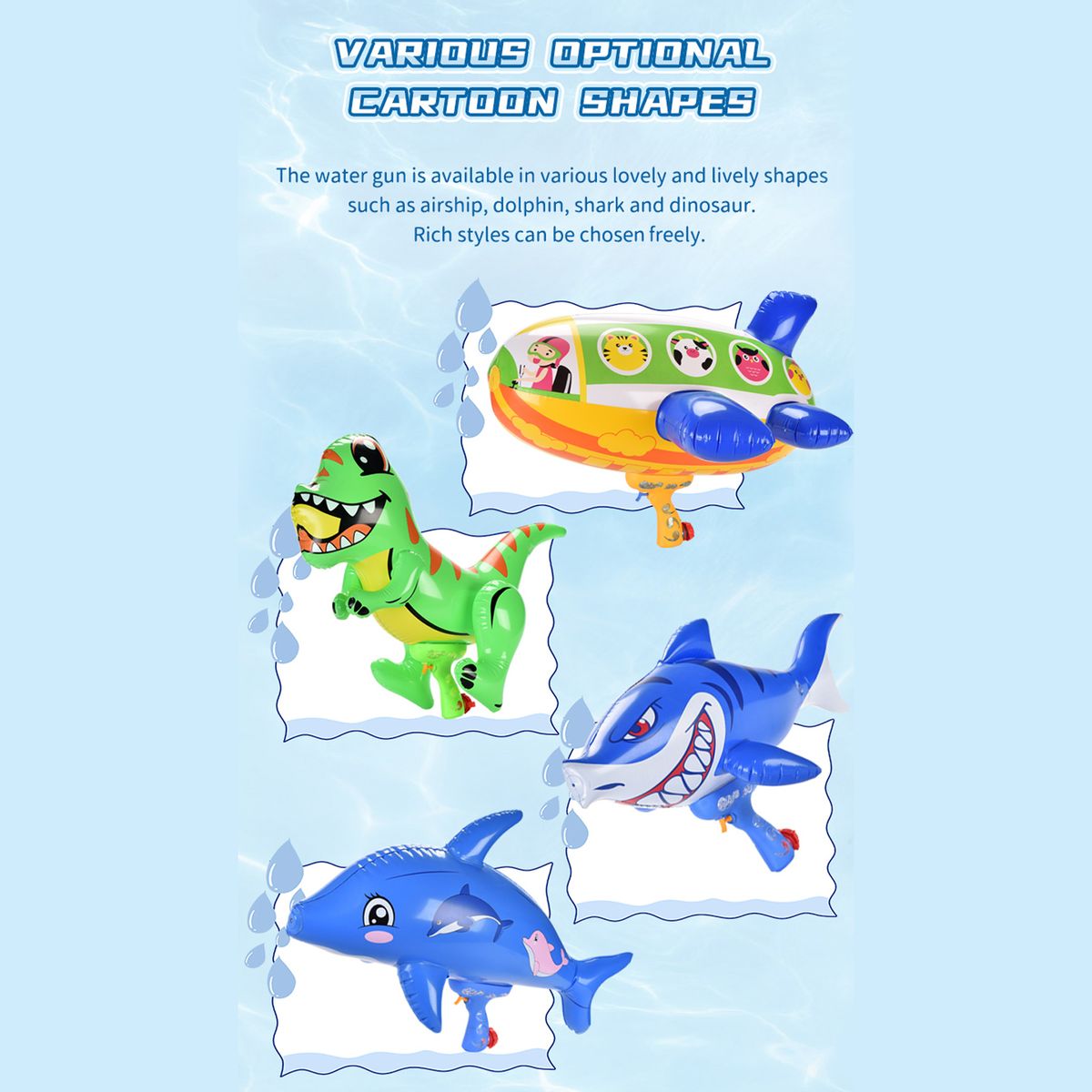 Balloon Water Gun, Foldable Large Inflatable Airship Shaped