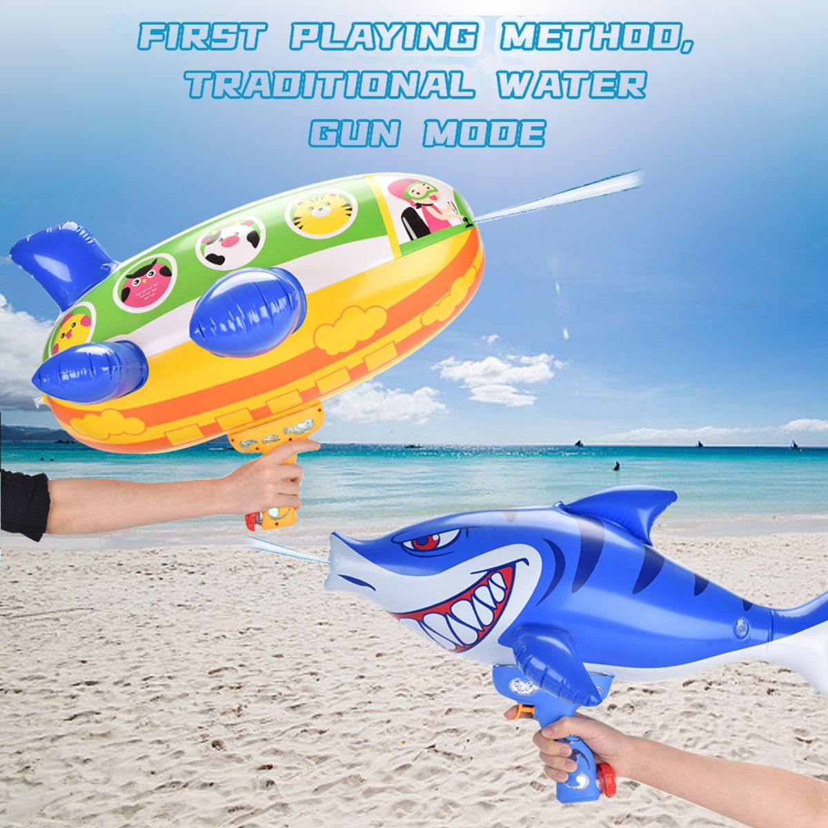 Balloon Water Gun, Foldable Large Inflatable Airship Shaped