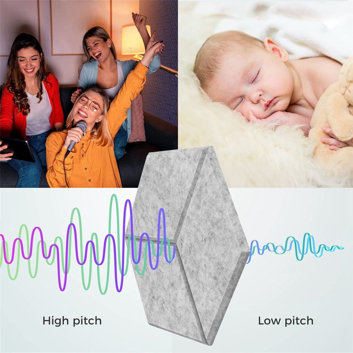 12 Pack Self-Adhesive Y-Lined Acoustic PanelsSound Proof Foam PanelsSound Absorbing Panels for Home & Offices