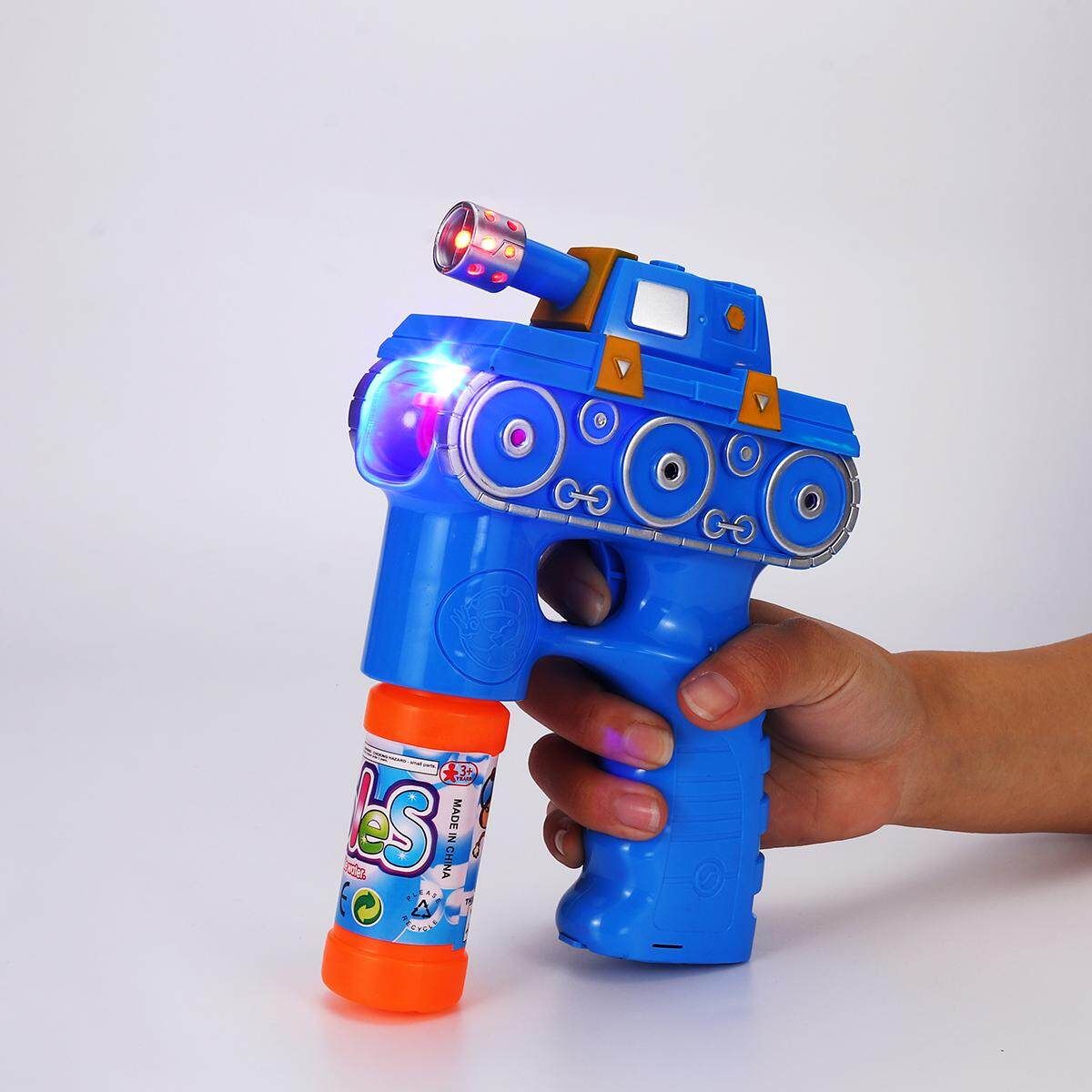 Electric Flashing LED Light-Up Bubble Tool Music Machine Outdoor Kids Toy Gift 189 Tank (blue)