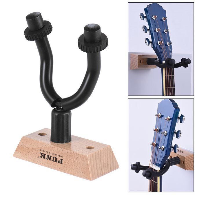 Wall Mount Guitar Hanger Hook Holder Keeper Wooden Base For