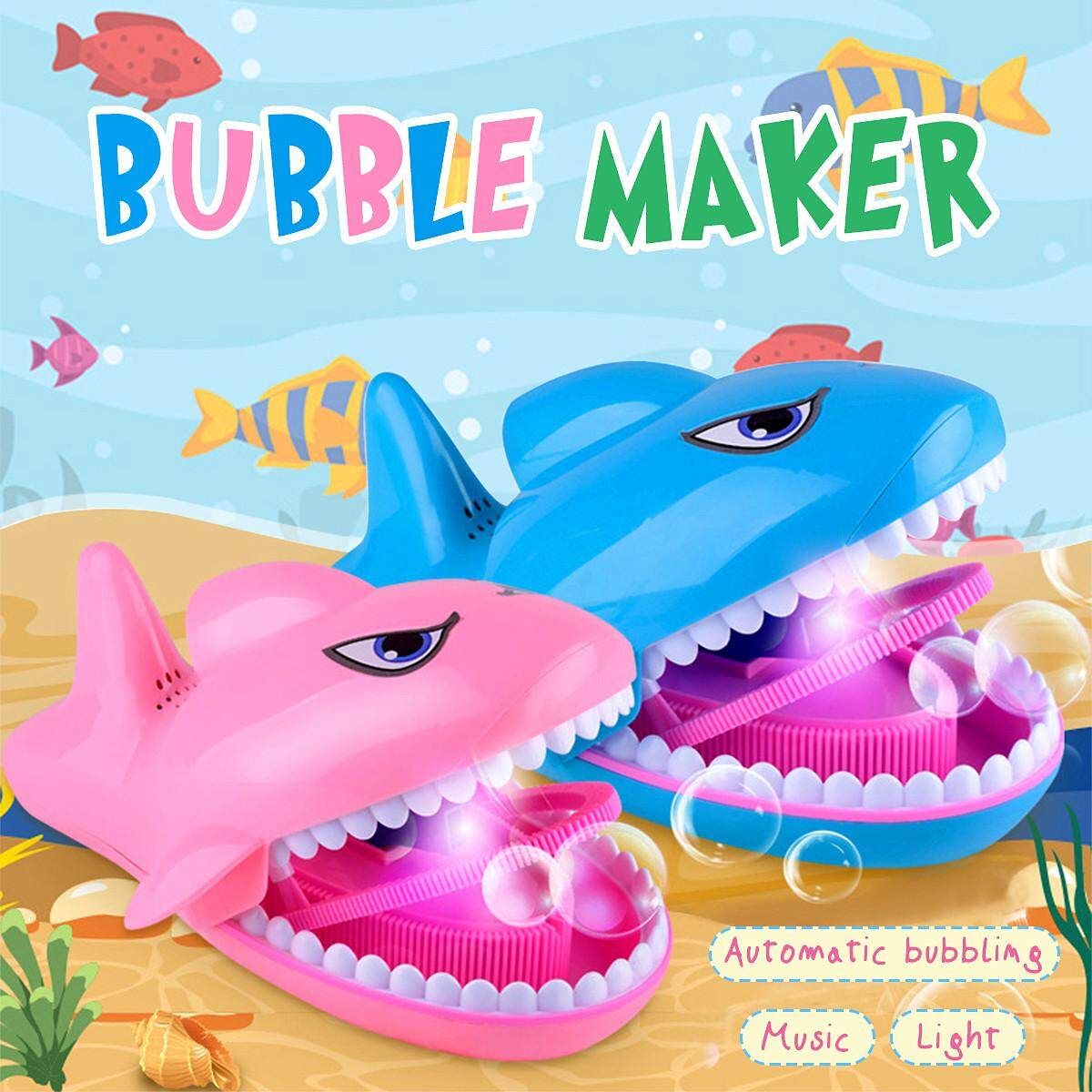 Shark Luminous Automatic Electric Bubble Machine Blower Birthday Party Bubbles Blue (blue)