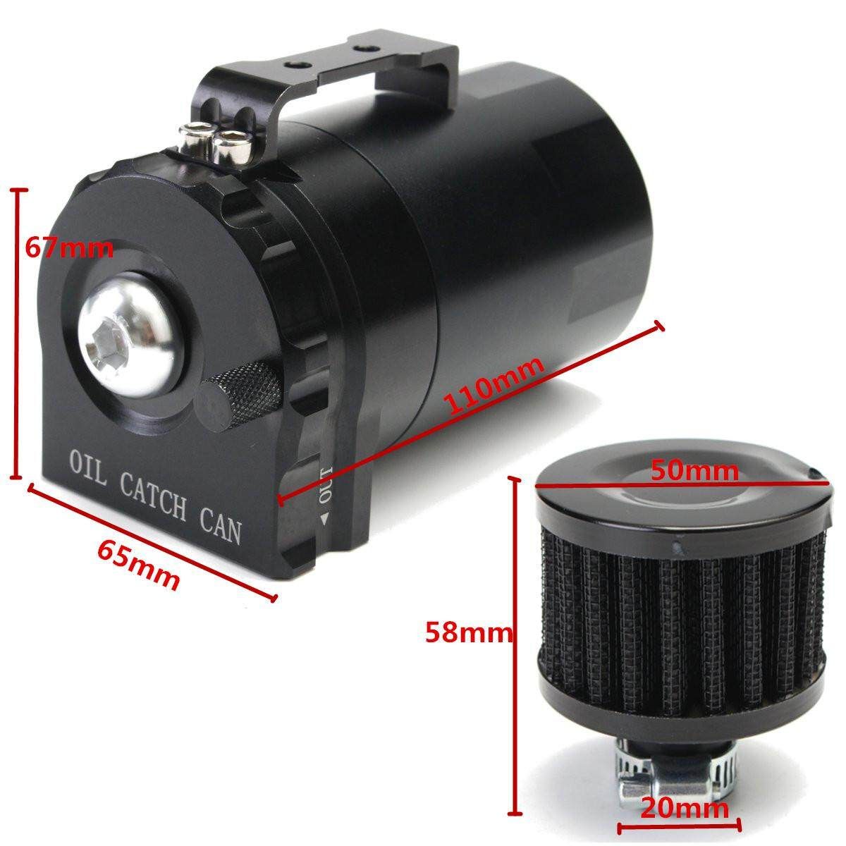 Engine Aluminum Oil Catch Can Reservoir Breather Tank Cylinder Filter Baffled