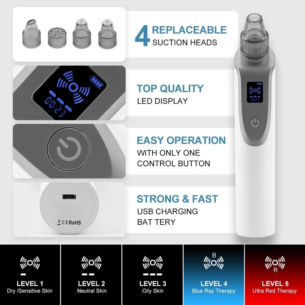 Vacuum Blackhead Remover Vacuum Black Dots Pore Acne Pimple Removal Black Point Vacuum Cleaner Black Dot Blackhead Removal Tool