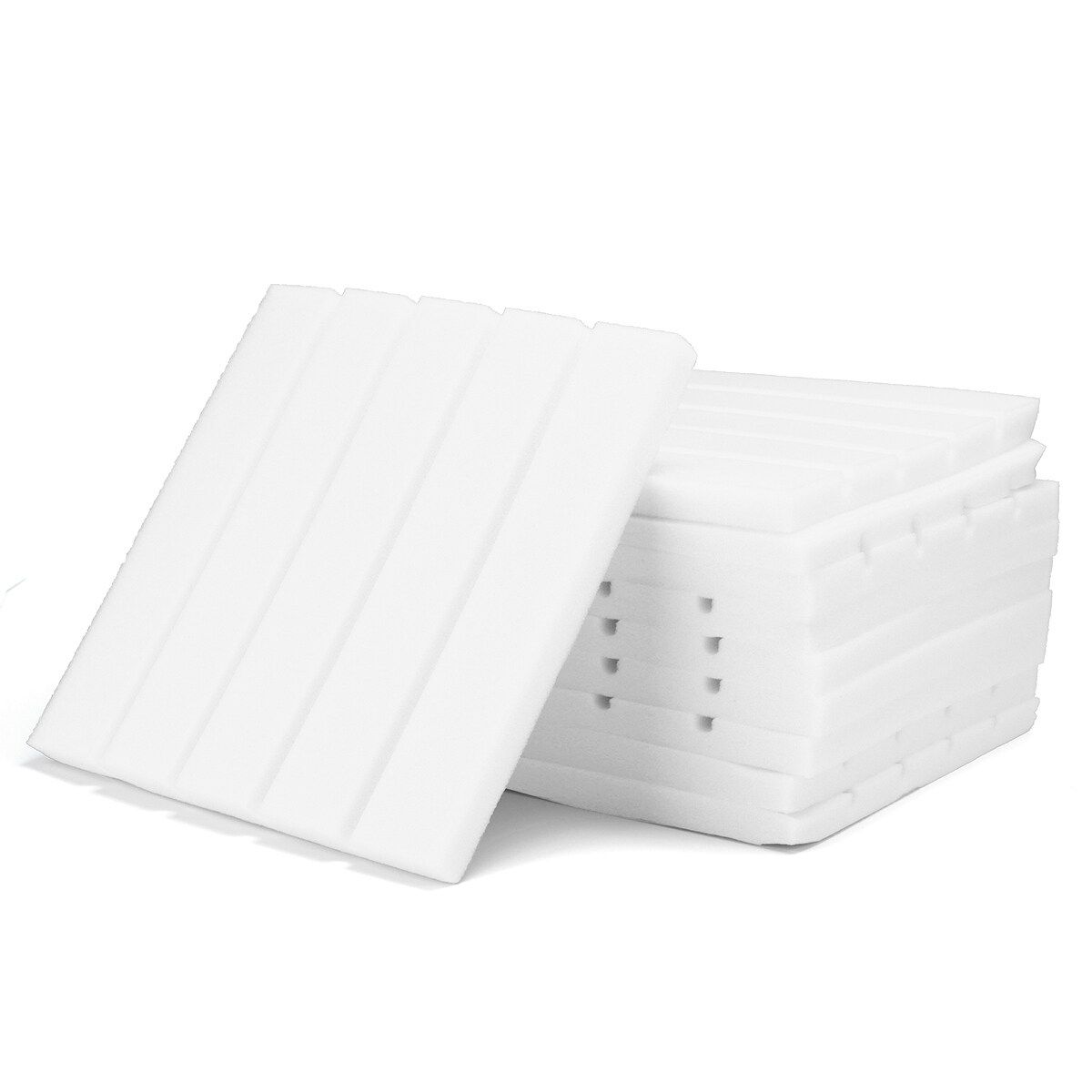 10pcs Wedge Acoustic Foam Cotton Soundproofing Acoustic Foam Tiles Noise Soundproof Sound Treatment Studio Noise Cancellation Soundproofing Sponge Fireproof 25x25x2 Cm White