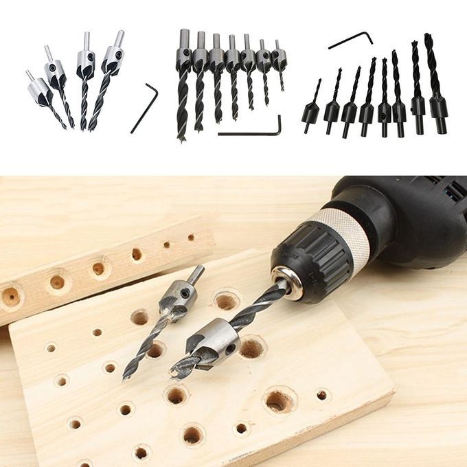 HSS Countersink Drill Bit Set With Chamfer Tool Carpentry Reamer For