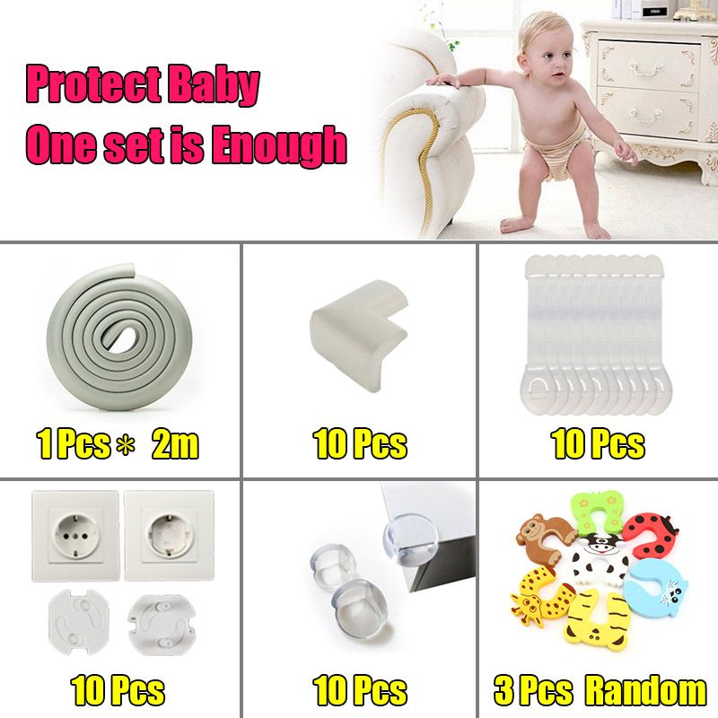 44Pcs OF Lot Baby Safety Lock Children Doors Table Corner Edge Protection Cover Electric Protection Socket Security Locks For Child