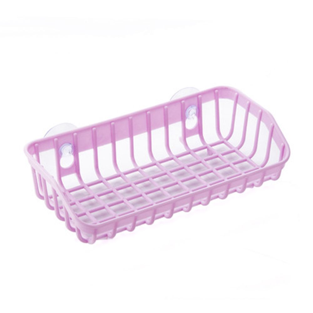 Kitchen Gadget Dual Suction Cup Drainage Shelf Dish Sponge Storage Rack Holder-Beige
