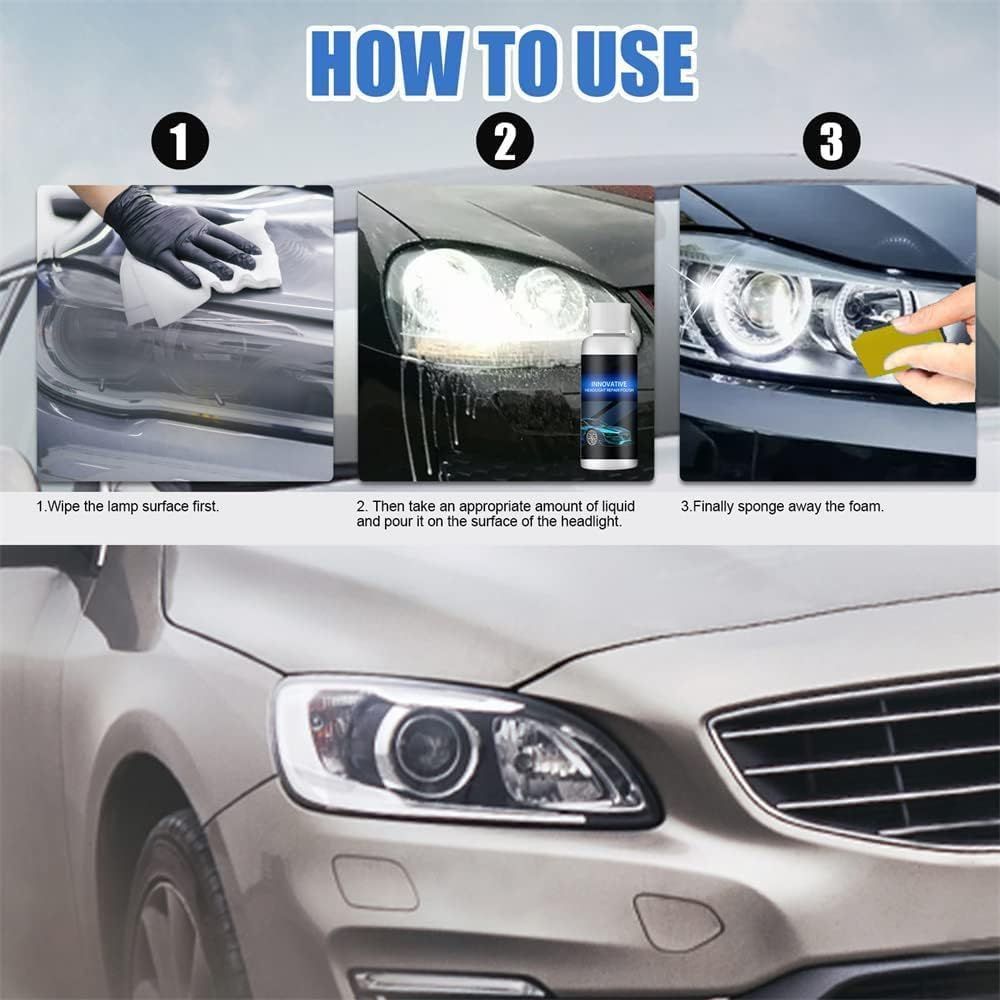 Car Headlight Repair Fluid Polish Cleanser - Restoration Kit