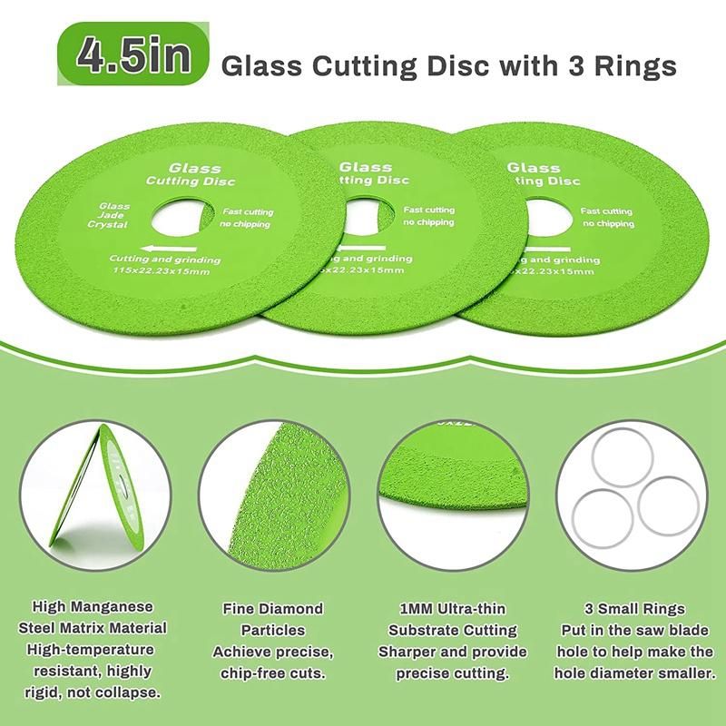 4.5in Glass Cutting Disc for Angle Grinder,3PCS Diamond Cutt