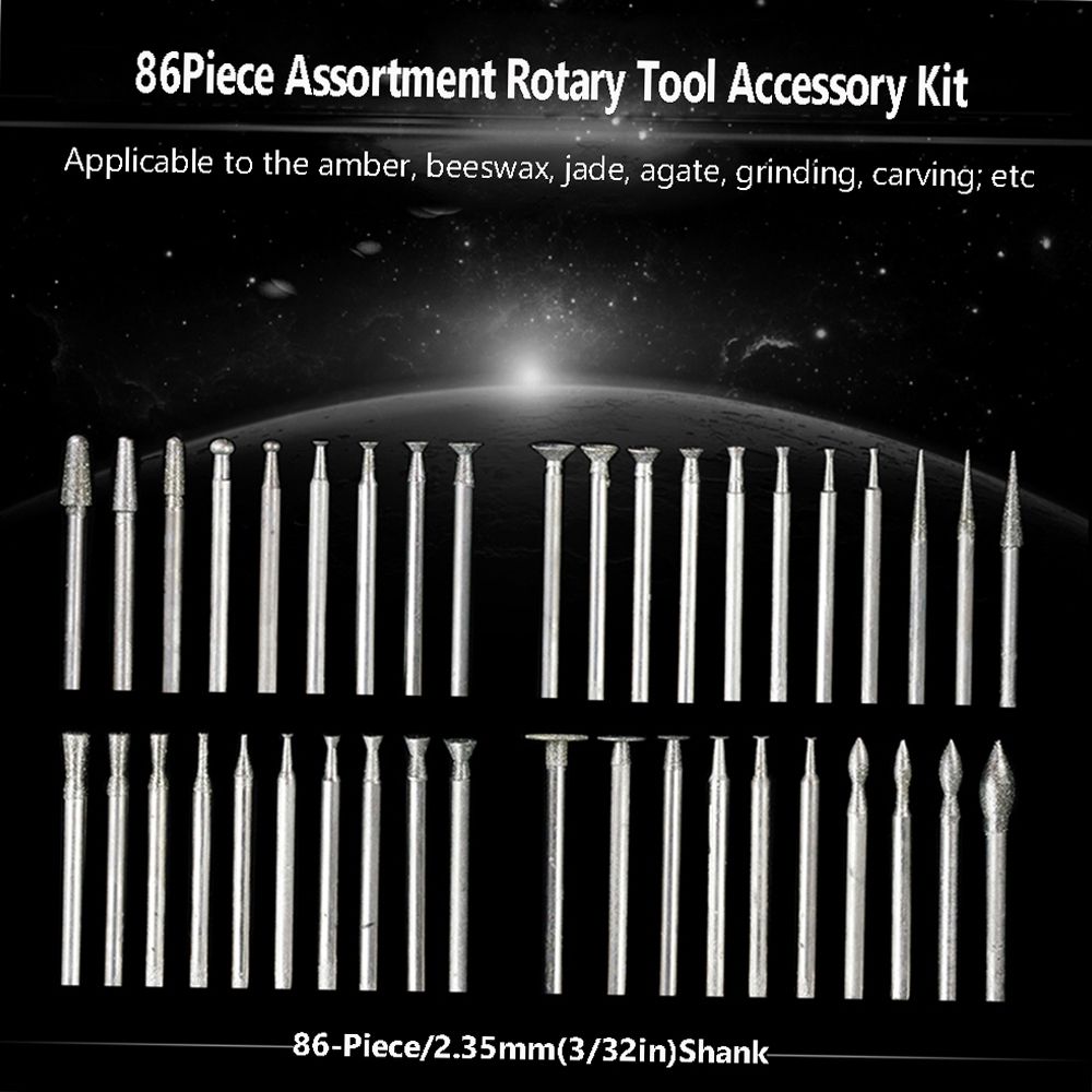 86pcs Rotary Tool Accessories Kit Diamond Burr Bits Drill