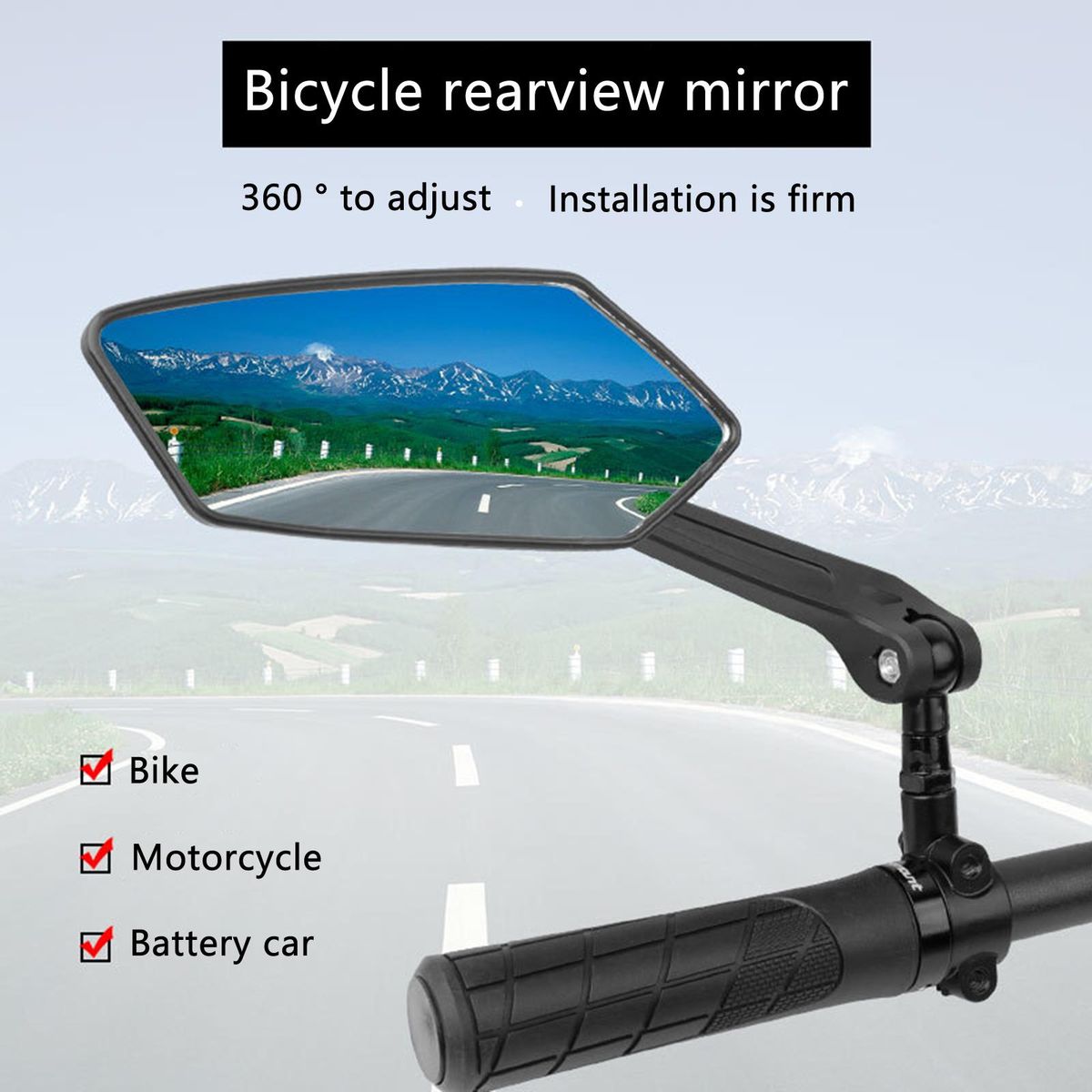Right Mirror Mountain Bike Handlebar Rearview Mirror Black