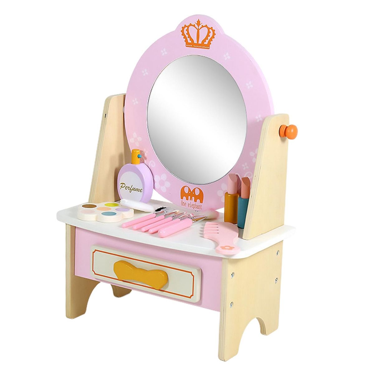 Montessori Princess Vanity Table With Makeup Accessories Kids Dress Up Table