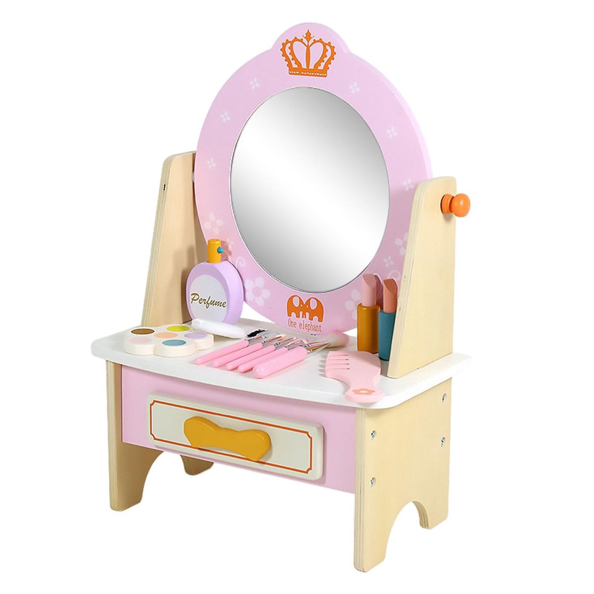 Montessori Princess Vanity Table With Makeup Accessories Kids Dress Up Table