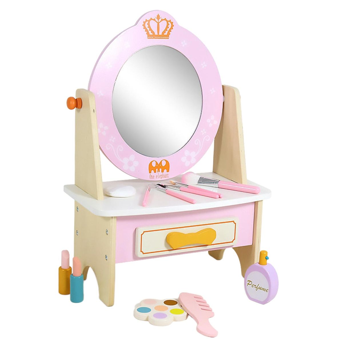 Montessori Princess Vanity Table With Makeup Accessories Kids Dress Up Table