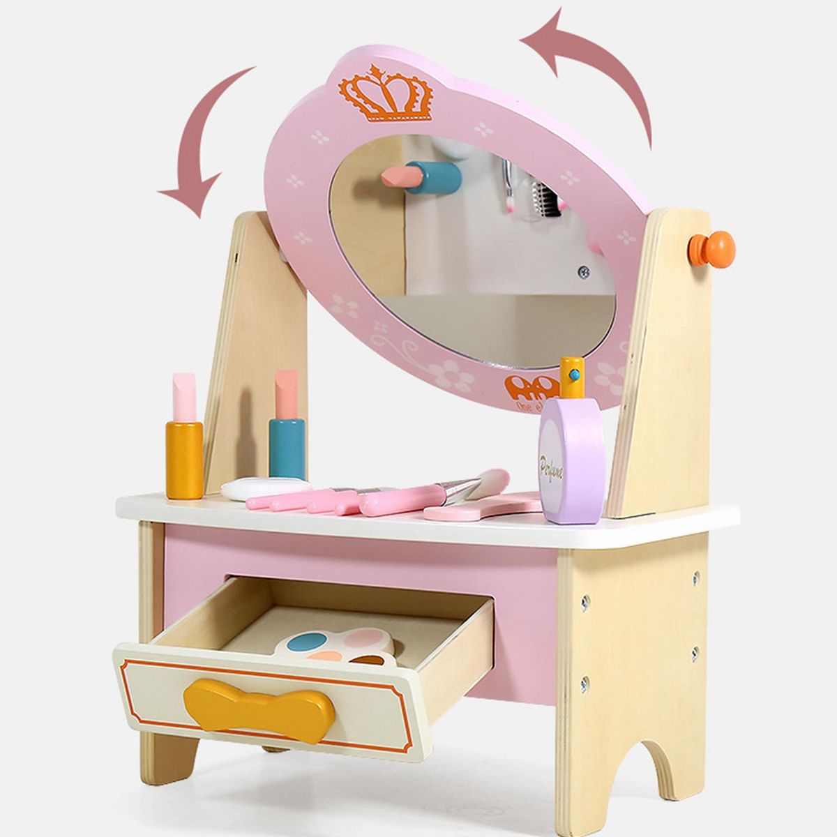 Montessori Princess Vanity Table With Makeup Accessories Kids Dress Up Table