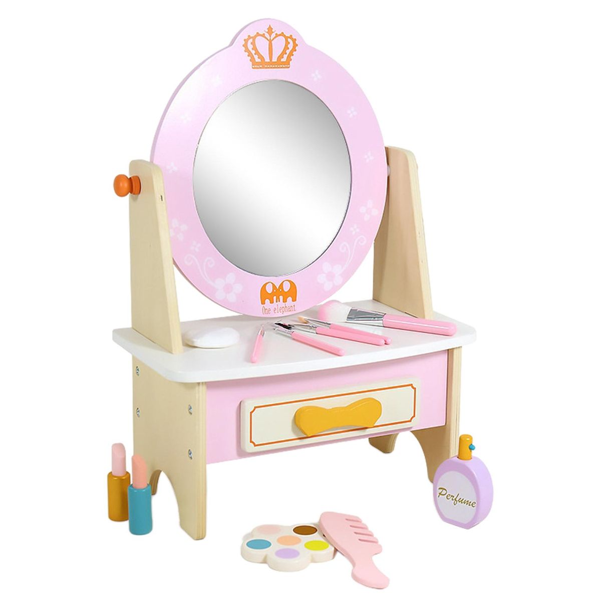 Montessori Princess Vanity Table With Makeup Accessories Kids Dress Up Table